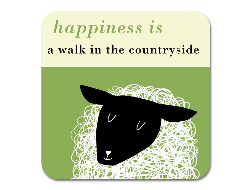 Happiness Sheep Coaster Green
