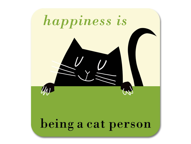 Happiness Peeping Cat Coaster green