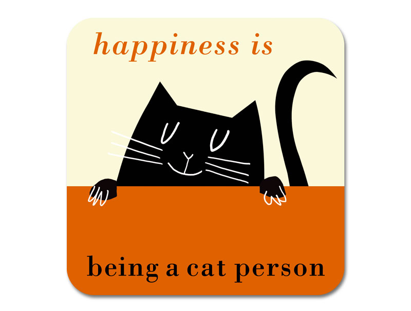 Happiness Peeping Cat Coaster Orange