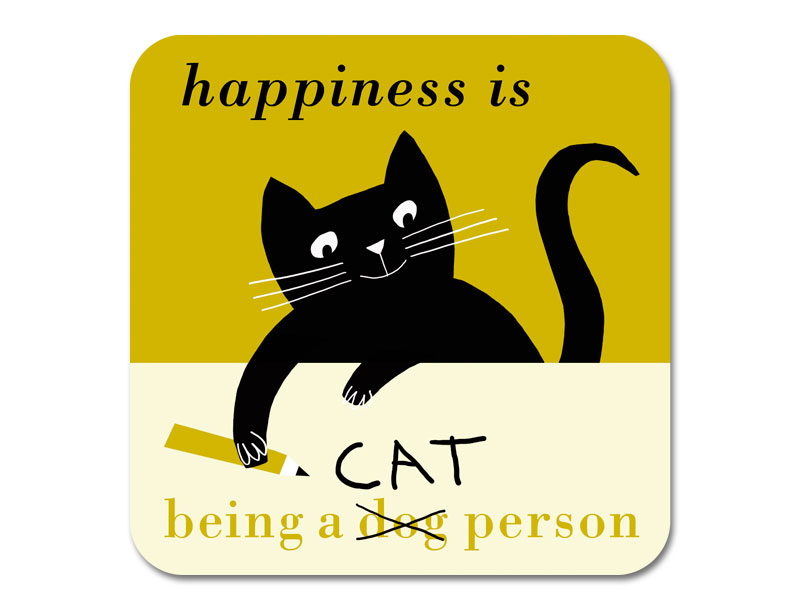 Happiness Pencil Cat Coaster Olive