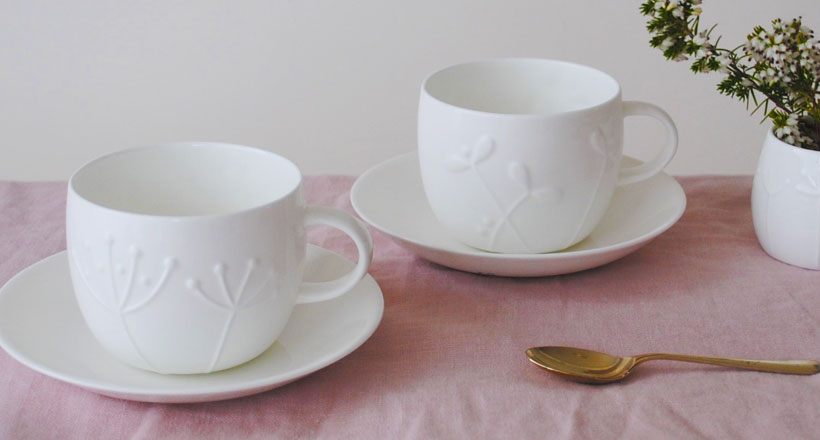 Plum Teacups & Saucers