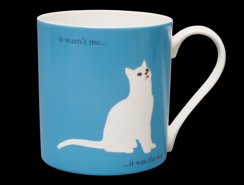 Silhouette Large Sitting Cat Blue