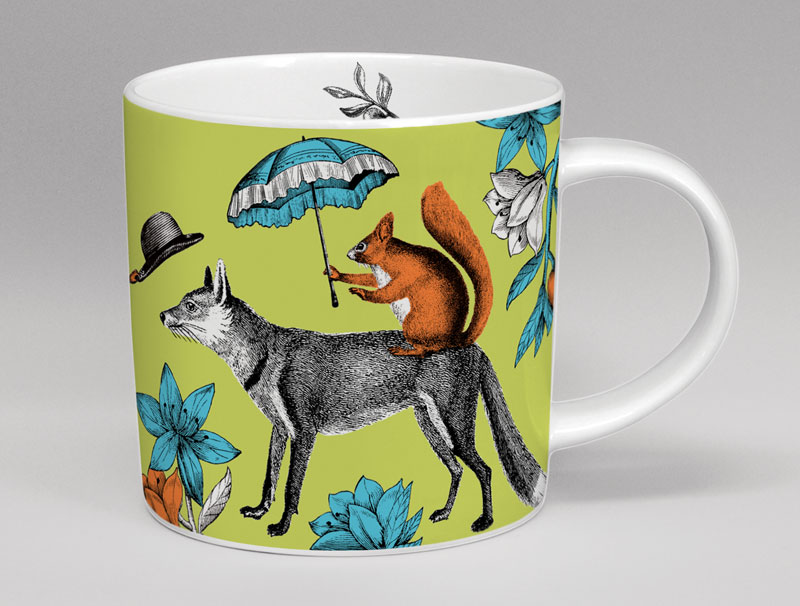 Menagerie Mr. Fox Bone China Mug Green