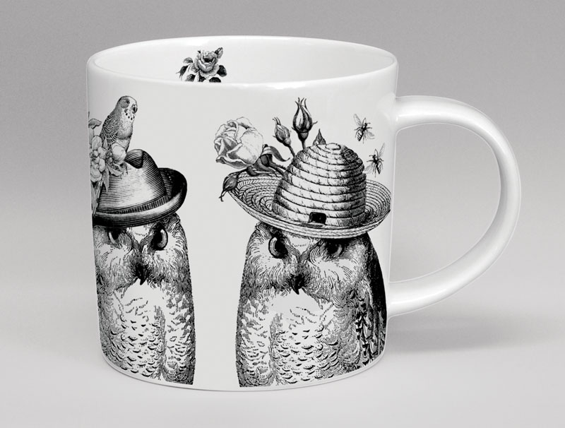 Sunday Best Owls Bone China Mug White