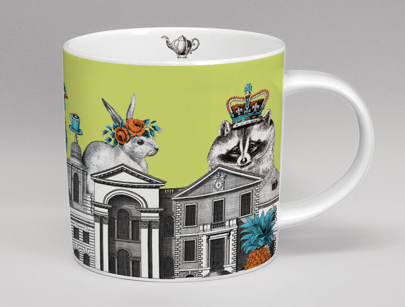 Menagerie Raccoon Bone China Mug Green