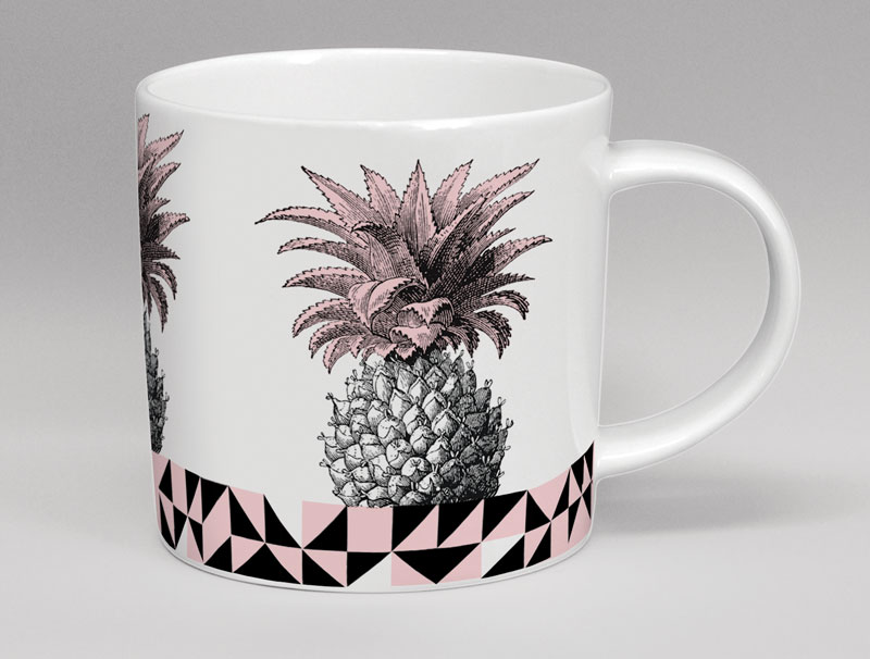 Hothouse Pineapple Mug Pink & White
