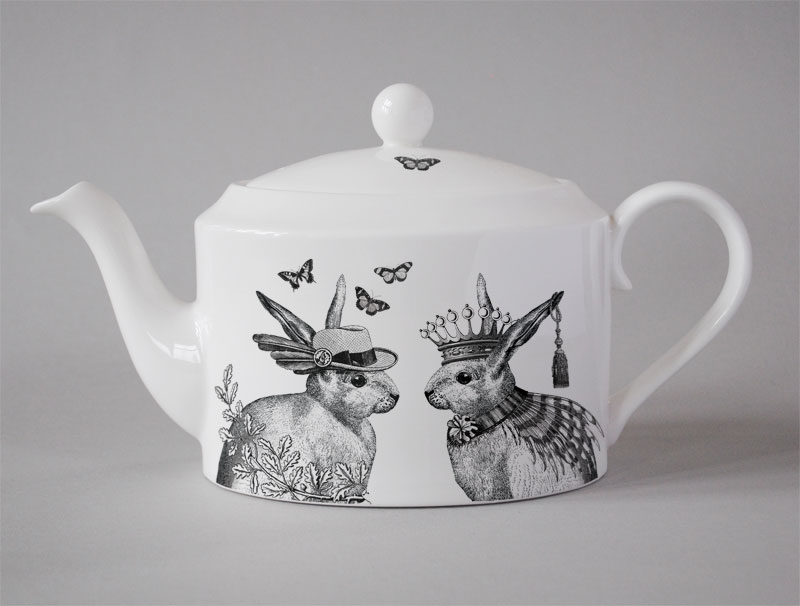 Sunday Best Teapot Rabbits White