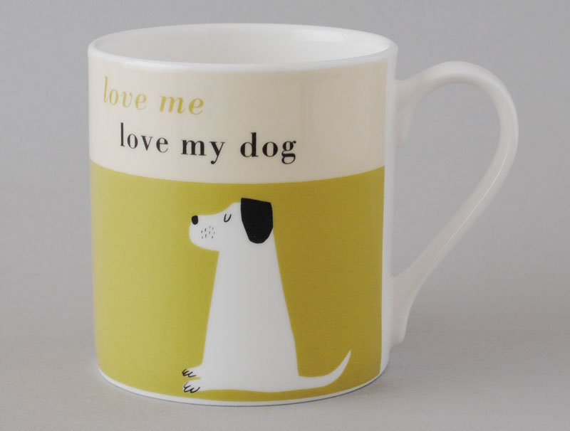 Happiness Dog Bone China Mug Olive