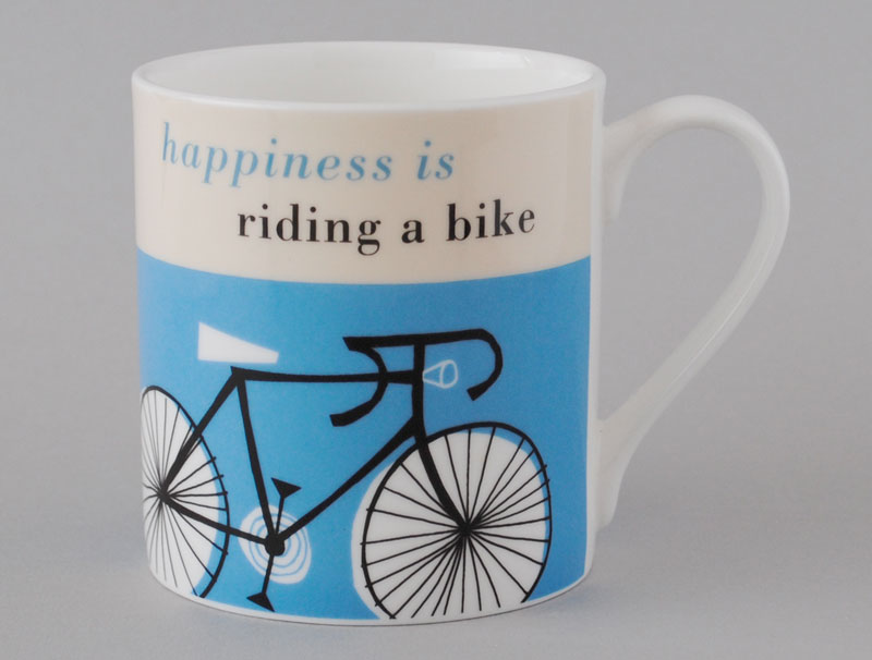 Happiness Bike Bone China Mug Turquoise