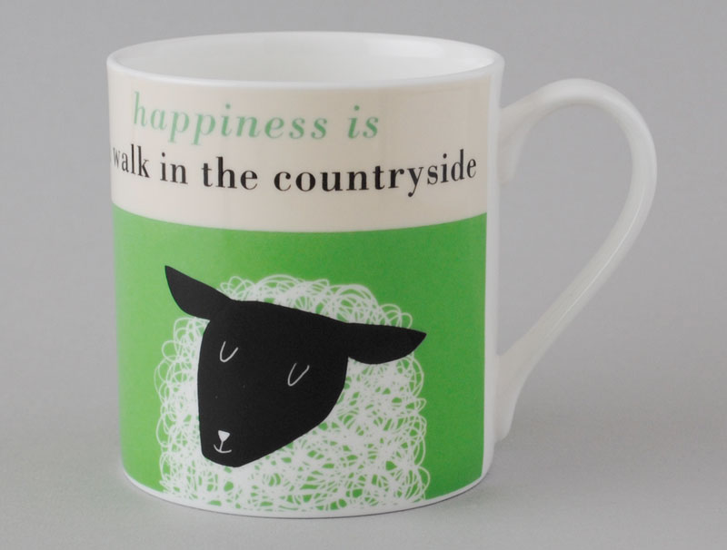 Happiness Sheep Bone China  Mug Green