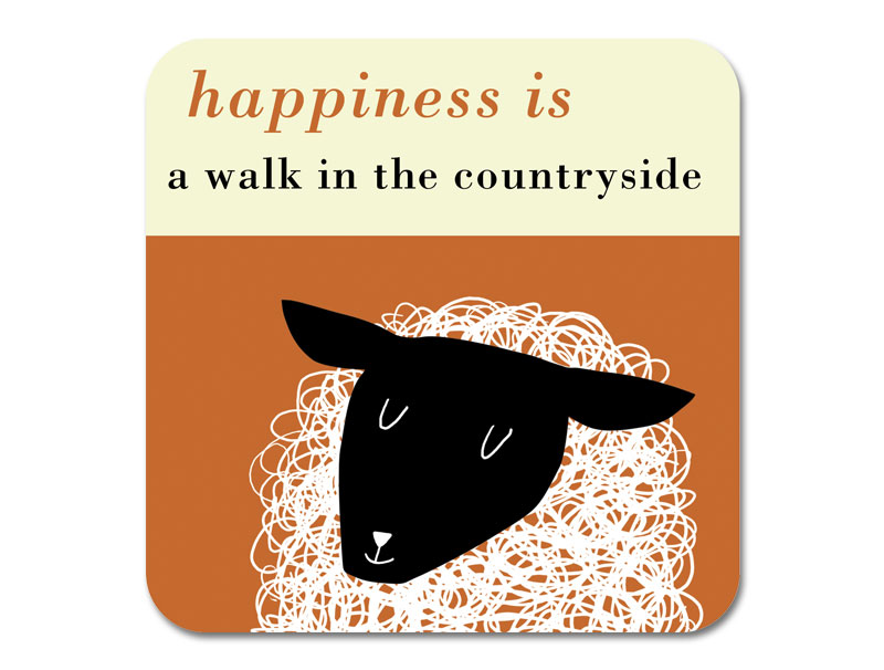 Happiness Sheep Coaster Orange