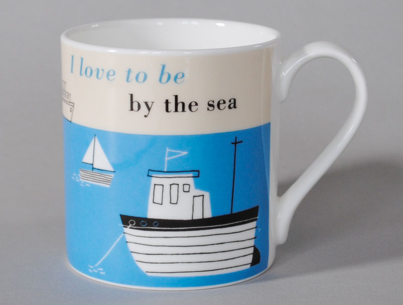 Happiness Boats Bone China Mug Turquoise