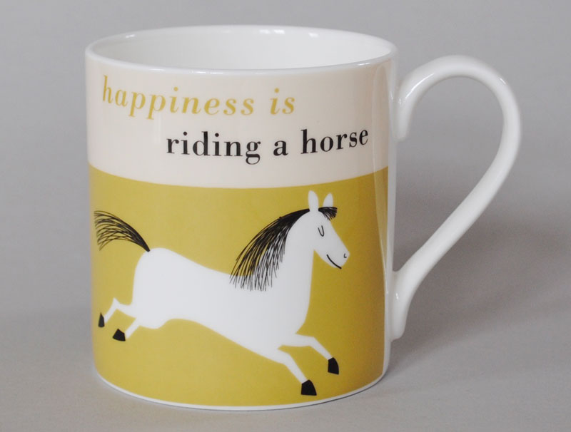 Happiness Horse Bone China Mug Olive