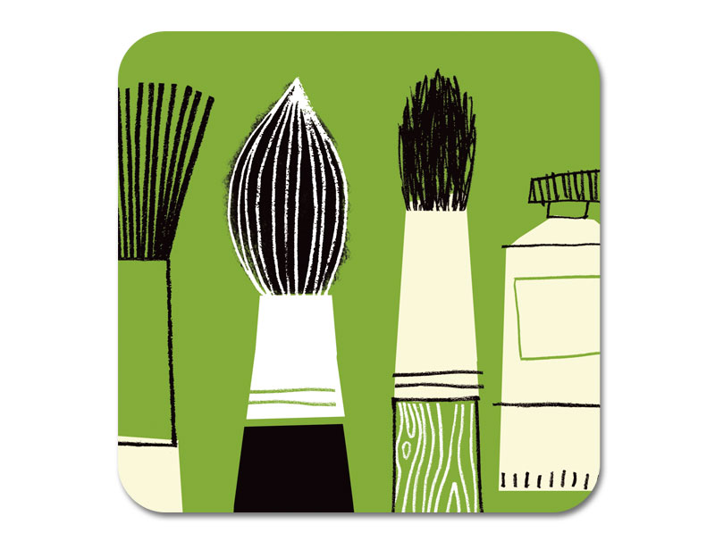 Gallery Fridge Magnet Brushes Green