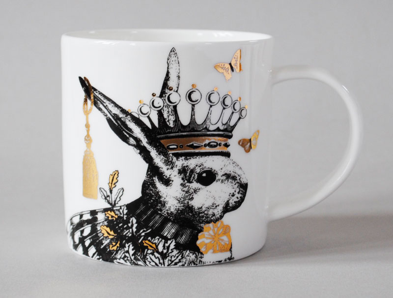 Sunday Best Rabbit  Bone China Mug Gold