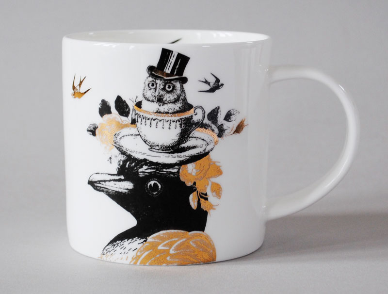 Sunday Best Penguin Bone China Mug Gold