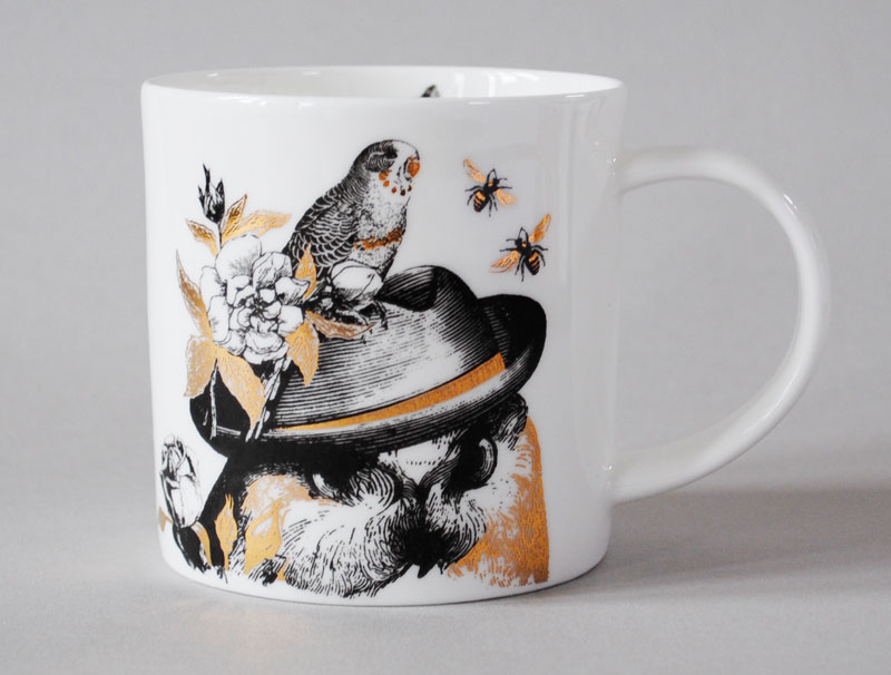 Sunday Best Owl  Bone China Mug Gold