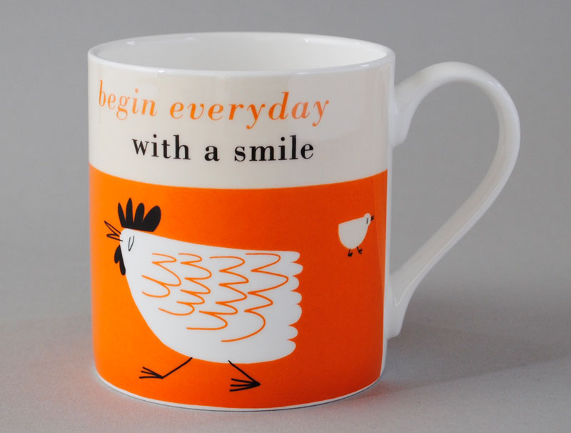 Happiness Chicken  Bone China Mug Orange