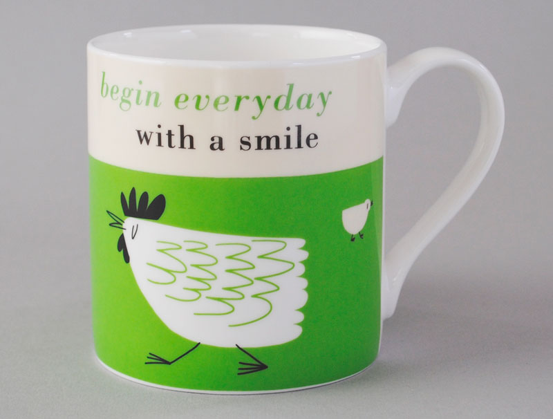 Happiness Chicken Bone China Mug Green