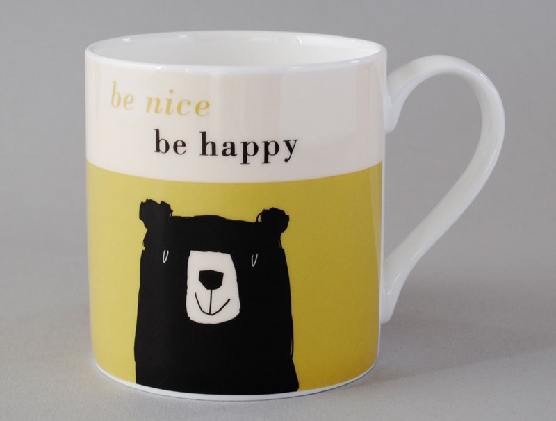 Happiness Bear Bone China Mug Olive