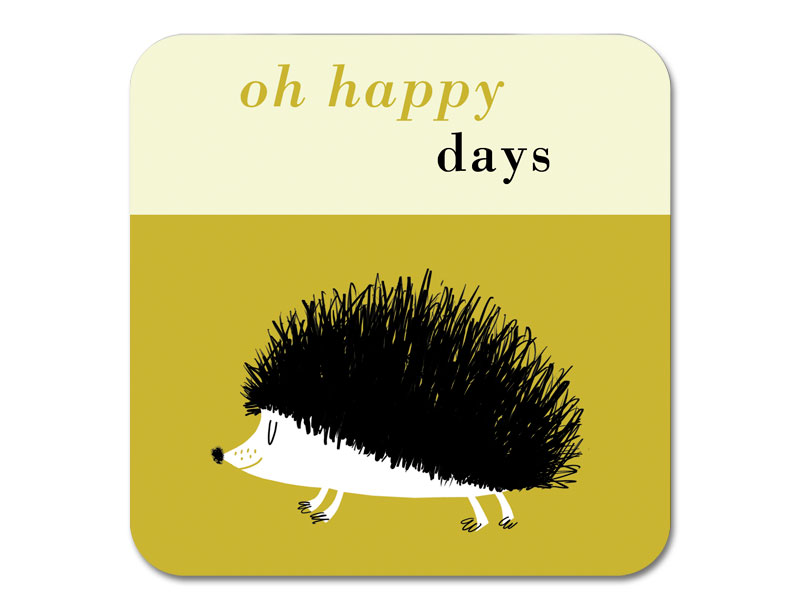 Happiness Hedgehog Coaster Olive