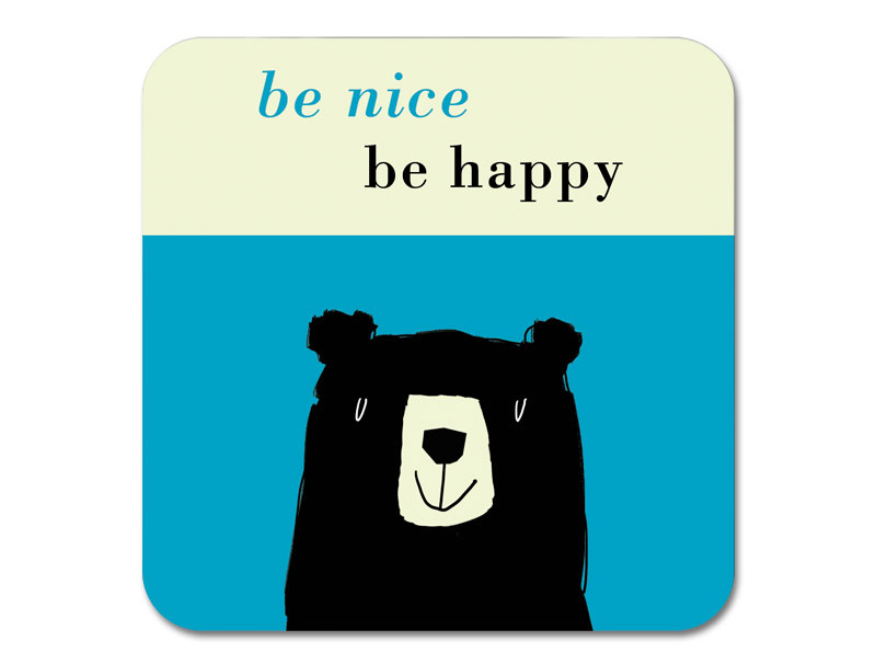 Happiness Bear Coaster Turquoise