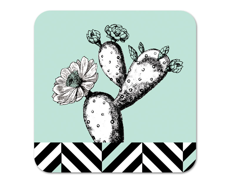 Hothouse Cactus Flower Coaster Mint