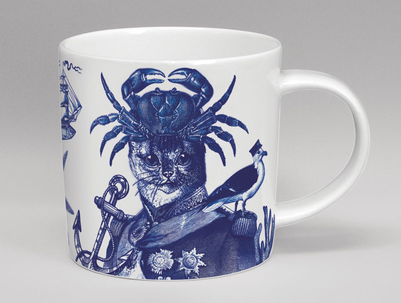 Cobaltic Sea - Captain Cat Bone China Mug