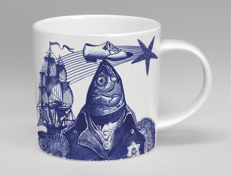 Cobaltic Sea - Shoe Fish Bone China Mug