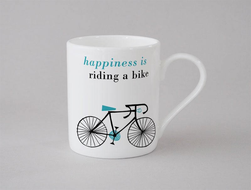 Happiness Bike Small Mug Turquoise