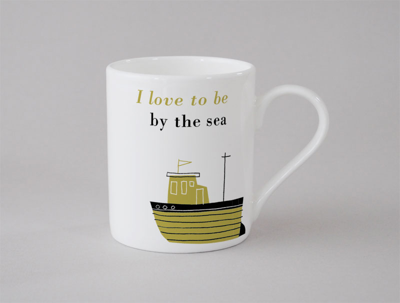 Happiness Boats Small Mug Olive