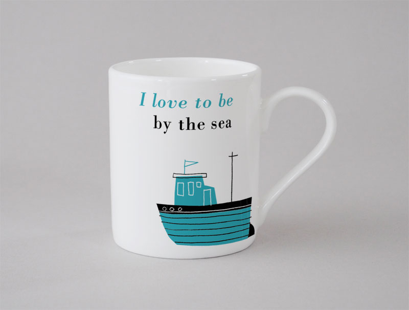 Happiness Boats Small Mug Turquoise