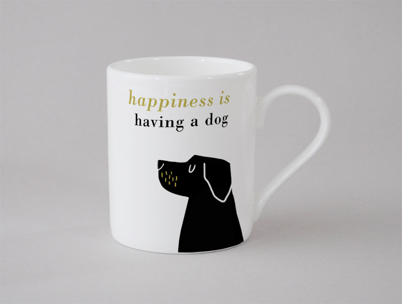 Happiness Black Lab Small Mug Olive