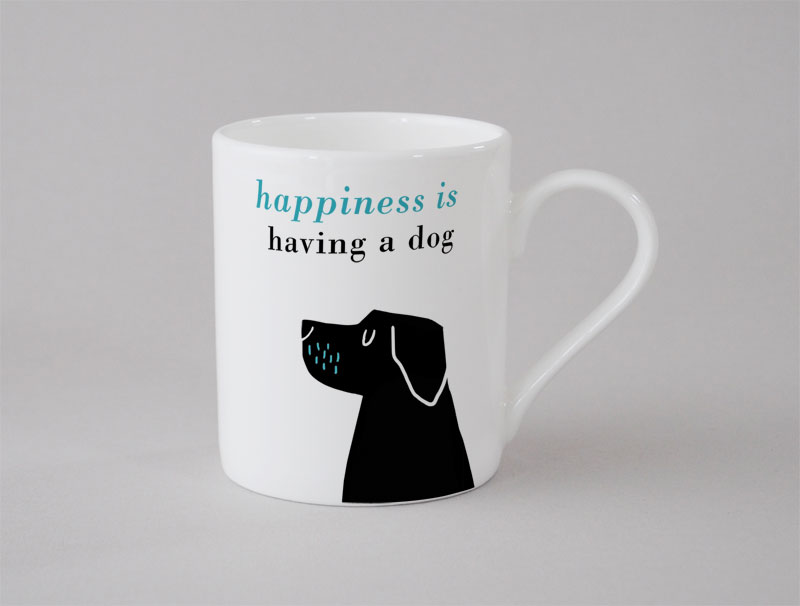 Happiness Black Lab Small Mug Turquoise