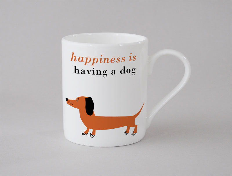Happiness Sausage Dog Small Mug Orange