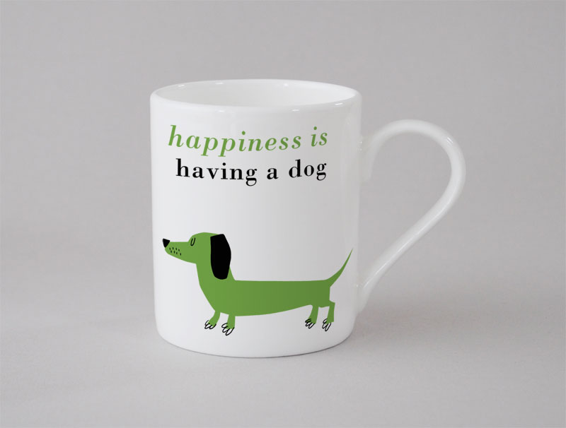 Happiness Sausage Dog Small Mug Green