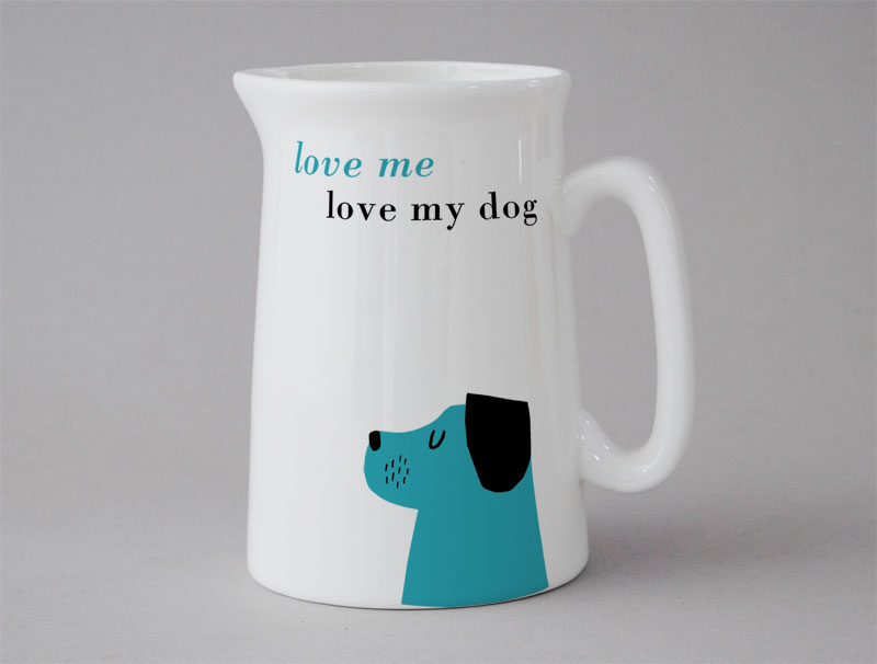 Happiness Medium Jug Dog Turquoise