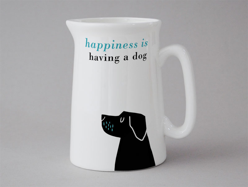 Happiness Medium Jug Black Lab Turquoise