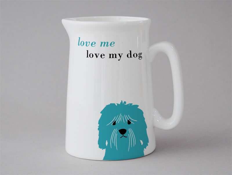 Happiness Medium Jug Cockapoo Cavapoo Turquoise