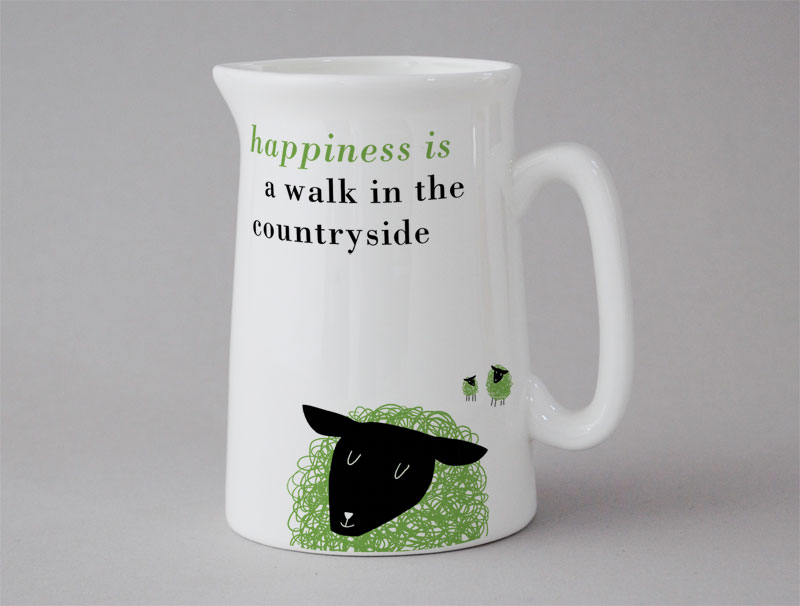 Happiness Medium Jug Sheep Green