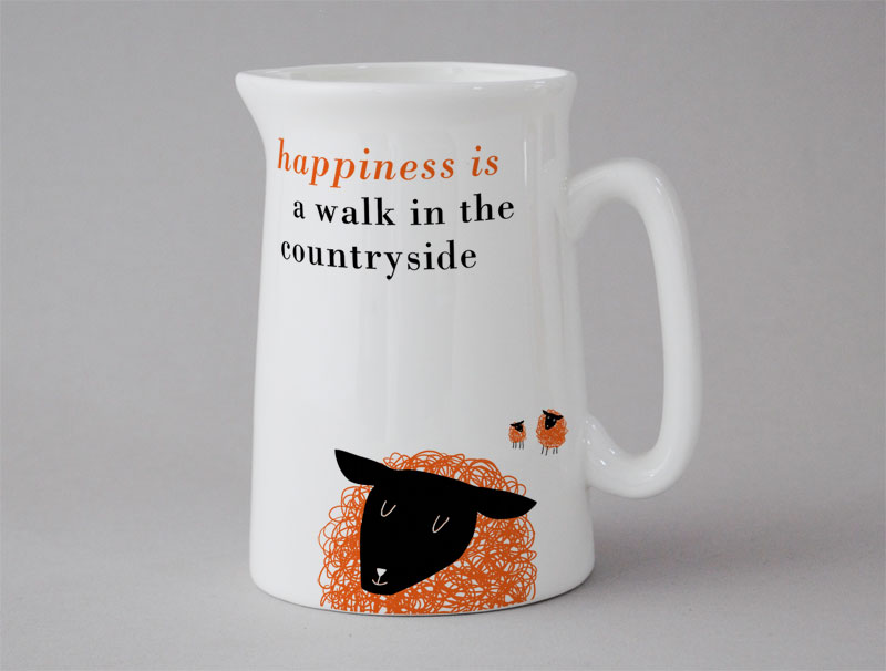 Happiness Medium Jug Sheep Orange