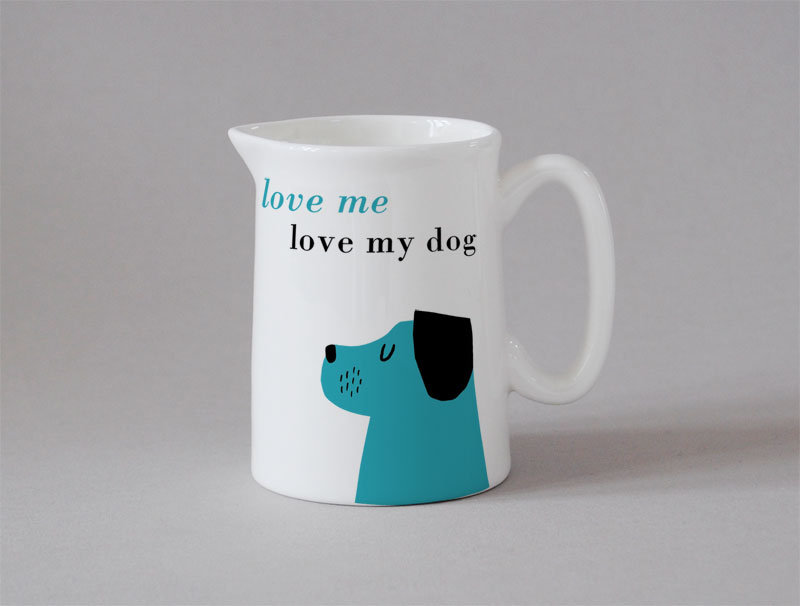 Happiness Small Jug Dog Turquoise