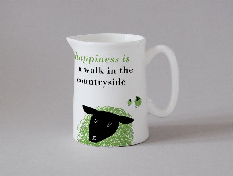 Happiness Small Jug Sheep Green