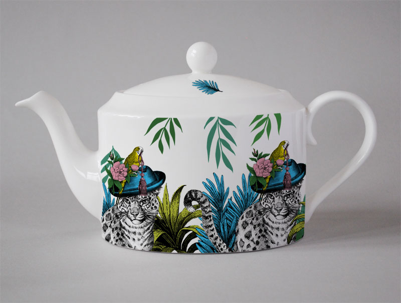 Jungle Teapot Leopard White