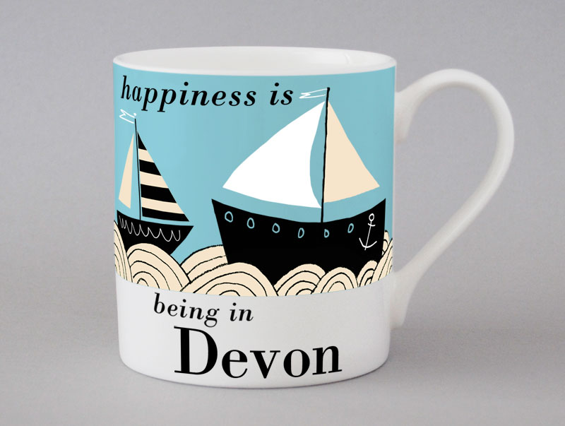 Country & Coast | Devon Mug | Boat | Blue