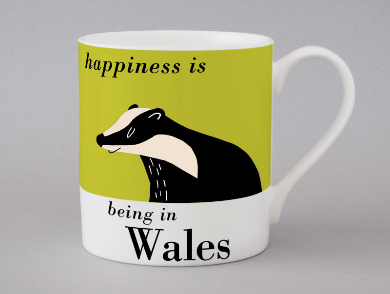 Country & Coast | Wales Mug | Badger | Green