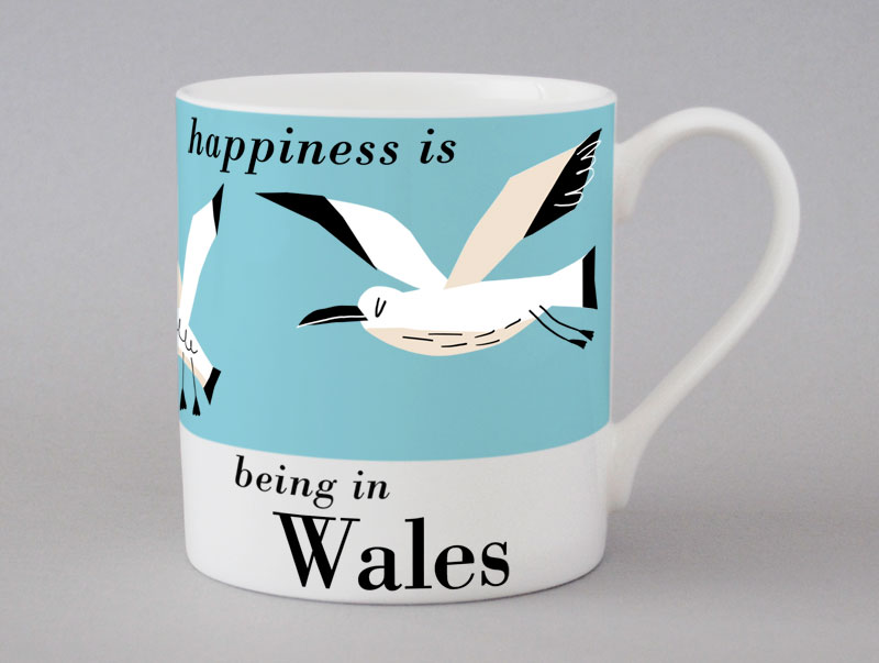 Country & Coast | Wales Mug | Seagulls | Blue