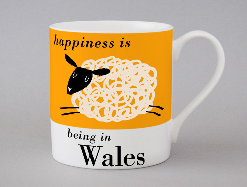 Country & Coast | Wales Mug | Leaping Sheep | Orange