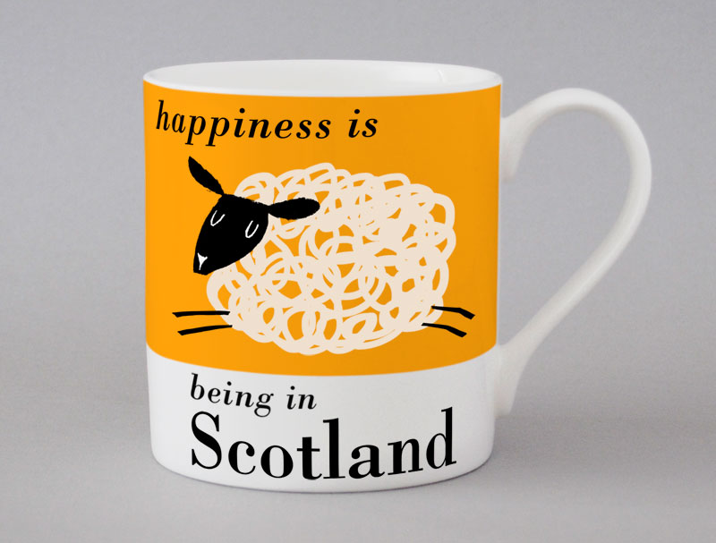 Country & Coast | Scotland Mug | Leaping Sheep | Orange