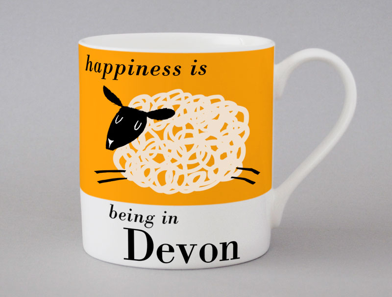 Country & Coast | Devon Mug | Leaping Sheep | Orange